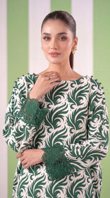 DES # 1372, Green 2 Pcs Unstitched Lawn