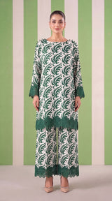 DES # 1372, Green 2 Pcs Unstitched Lawn