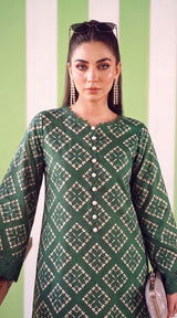 DES # 1376, Green 2 Pcs Unstitched Lawn