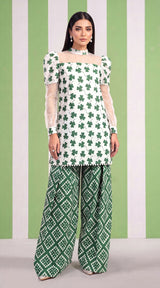 DES # 1377, Green 2 Pcs Unstitched Lawn