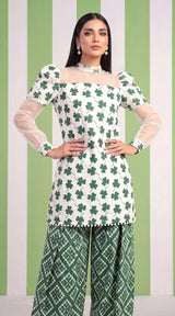 DES # 1377, Green 2 Pcs Unstitched Lawn