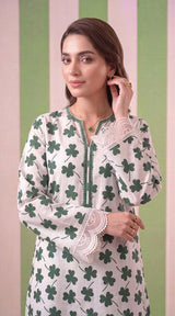 DES # 1377, Green 2 Pcs Unstitched Lawn