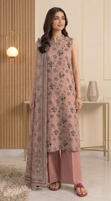 D# 33 Peach Banadora Lawn 3 Pcs Unstitched