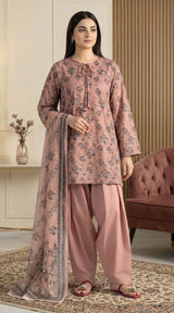 D# 33 Peach Banadora Lawn 3 Pcs Unstitched