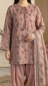D# 33 Peach Banadora Lawn 3 Pcs Unstitched