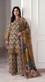D# 3505 Golden 3 PCS Unstitched Lawn