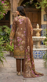 D# 5548 Coffee Lawn 3 Pcs Unstitched
