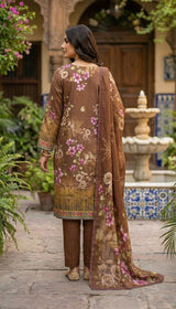 D# 5550 Brown Lawn 3 Pcs Unstitched