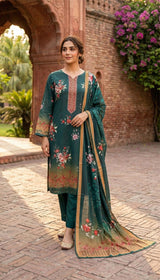 D# 5556 Teal Green Lawn 3 Pcs Unstitched