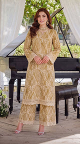 Des # 626-D-38, Beige 2 Pcs Unstitched Lawn