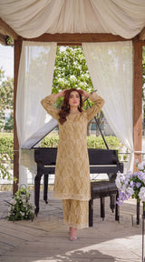 Des # 626-D-38, Beige 2 Pcs Unstitched Lawn