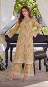 Des # 626-D-38, Beige 2 Pcs Unstitched Lawn