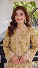 Des # 626-D-38, Beige 2 Pcs Unstitched Lawn