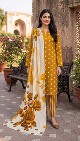 D# 7013 MUSTARD 3 PCS UNSTITCHED