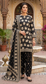 D# 7017 BLACK 3 PCS Unstitched Lawn