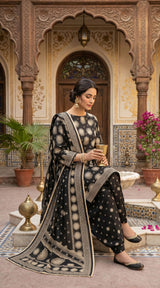 D# 7017 BLACK 3 PCS Unstitched Lawn