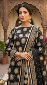 D# 7017 BLACK 3 PCS Unstitched Lawn
