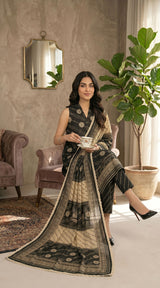 D# 7019 BLACK 3 PCS Unstitched Lawn