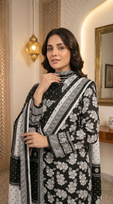 D# 7023 BLACK 3 PCS Unstitched Lawn