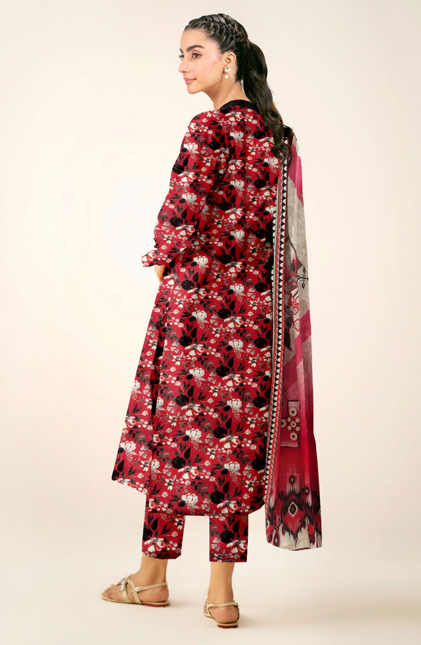 D#834 PRINTED FUCHSIA 3 PCS UNSTITCHED