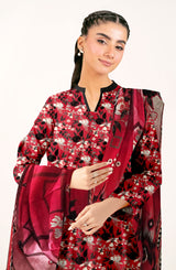 D#834 PRINTED FUCHSIA 3 PCS UNSTITCHED