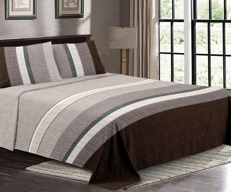 LBS-40447-KING BED SHEET SET BROWN T-150