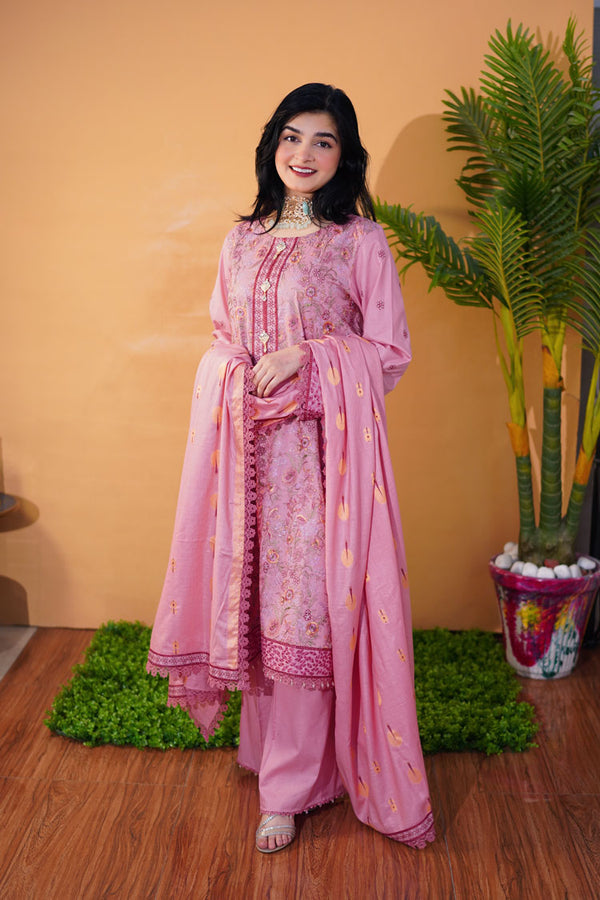 LN-09 BLUSH PINK 2 Piece Unstitched Shirt & Trouser