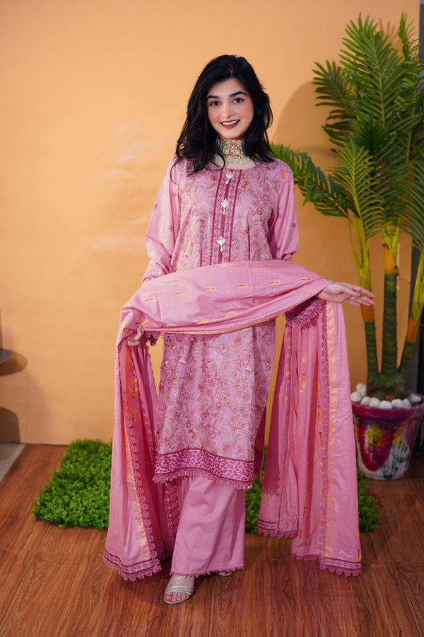 LN-09 BLUSH PINK 2 Piece Unstitched Shirt & Trouser