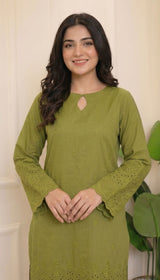 LNF 182 OLIVE GREEN 2 PCS SHIRT & TROUSER