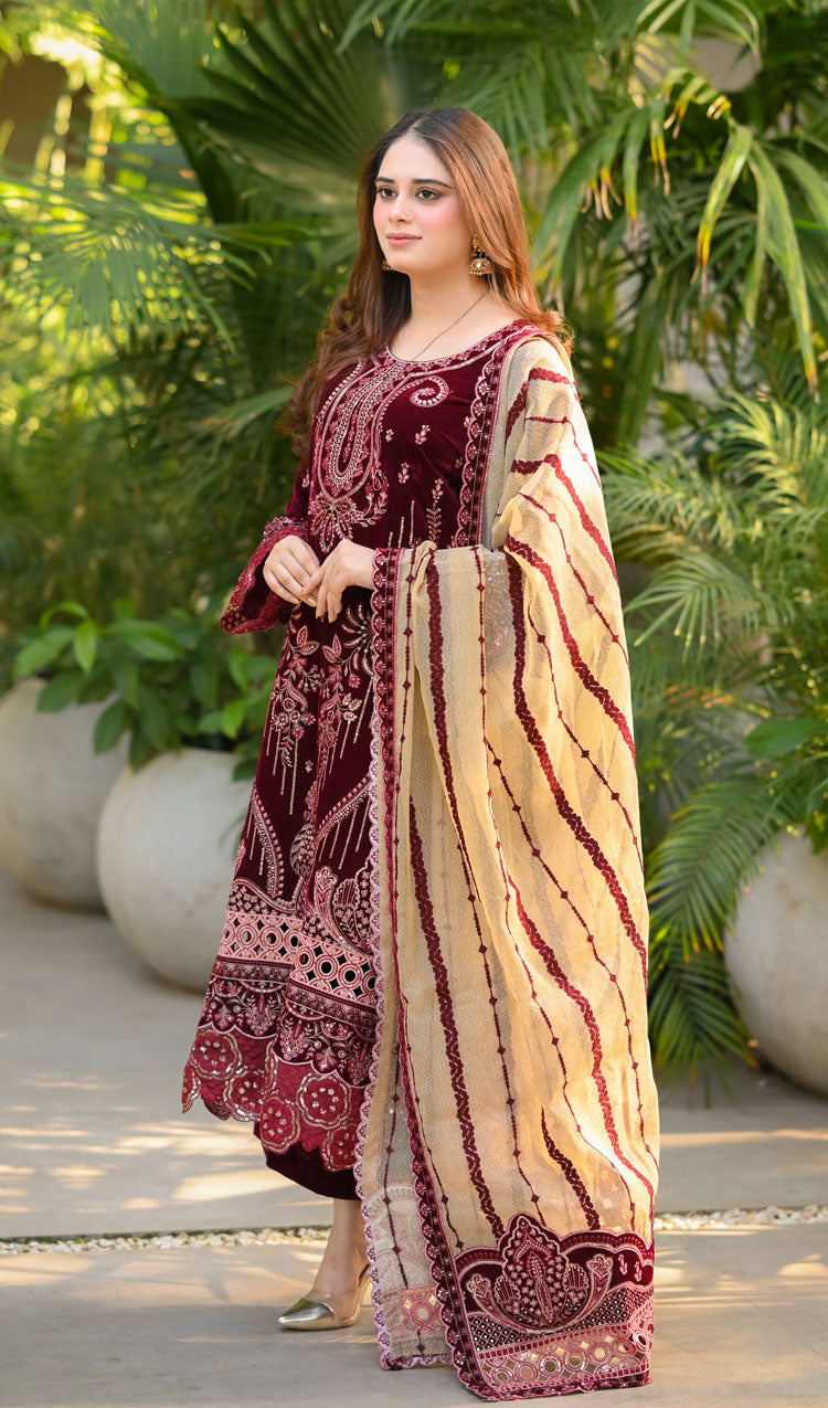LNF-102 MAROON LUXURY VALVET