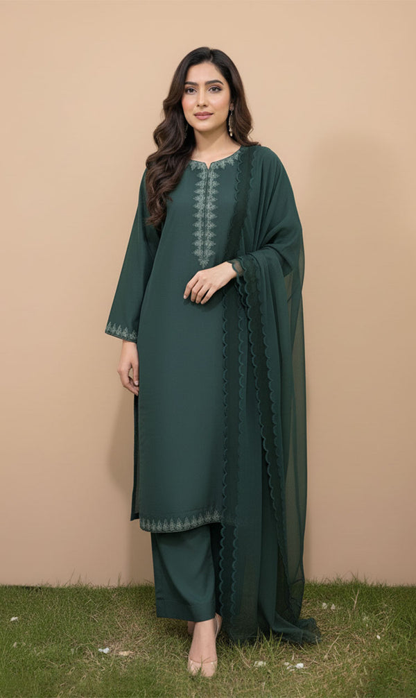 LNF-114 GREEN RTW EMBROIDERED SILK