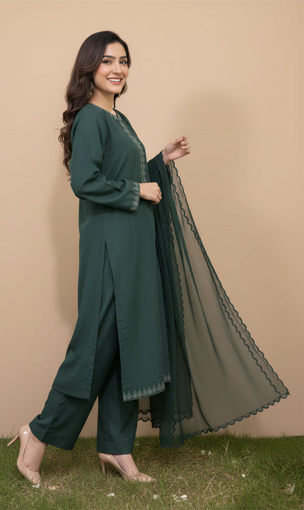 LNF-114 GREEN RTW EMBROIDERED SILK