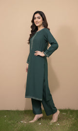 LNF-114 GREEN RTW EMBROIDERED SILK