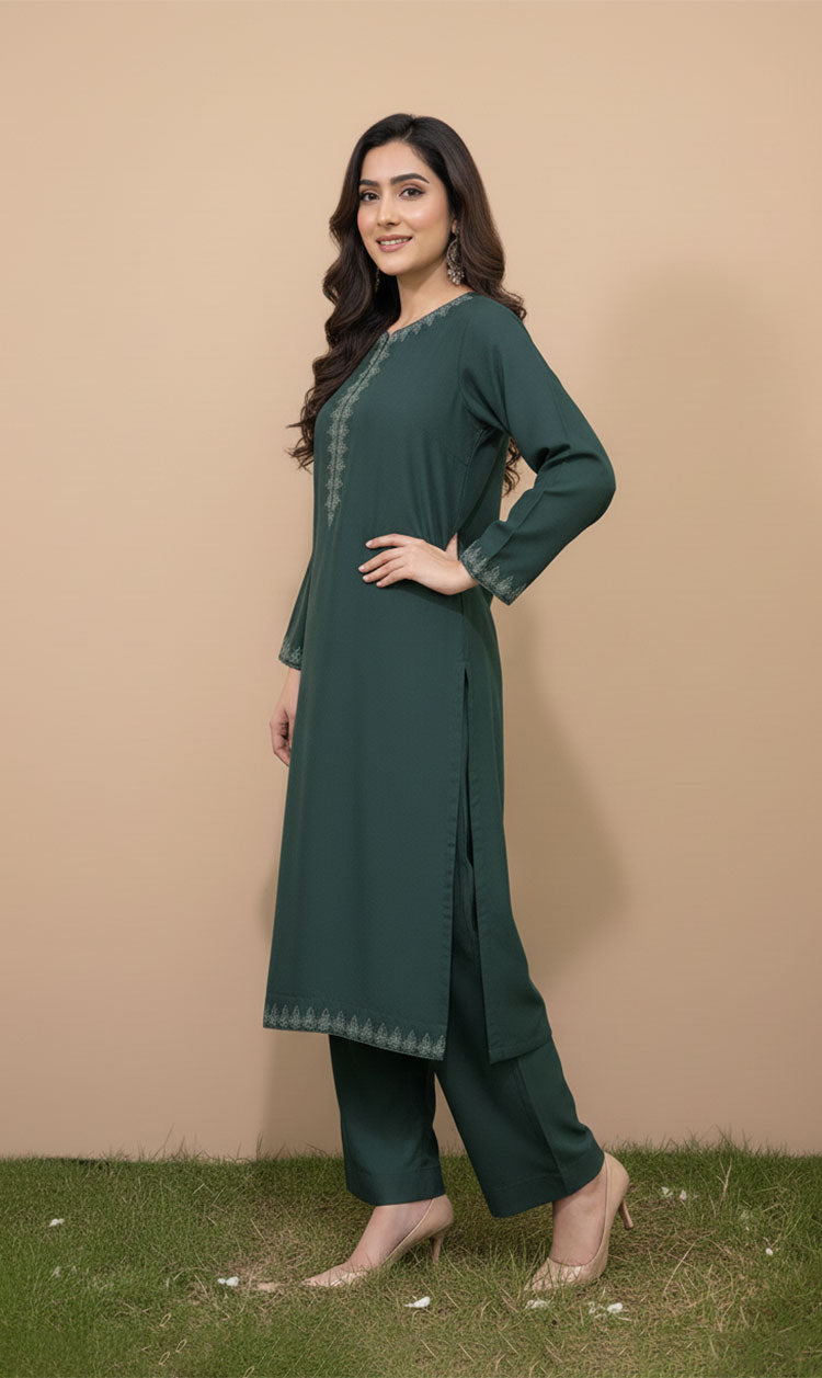 LNF-114 GREEN RTW EMBROIDERED SILK