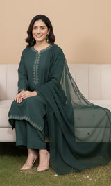 LNF-114 GREEN RTW EMBROIDERED SILK
