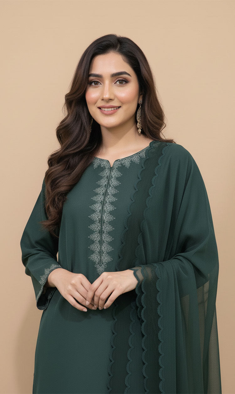 LNF-114 GREEN RTW EMBROIDERED SILK
