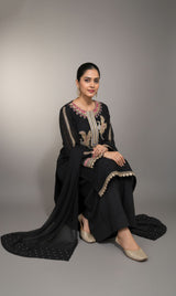 LNF-115 BLACK RTW EMBROIDERED SILK