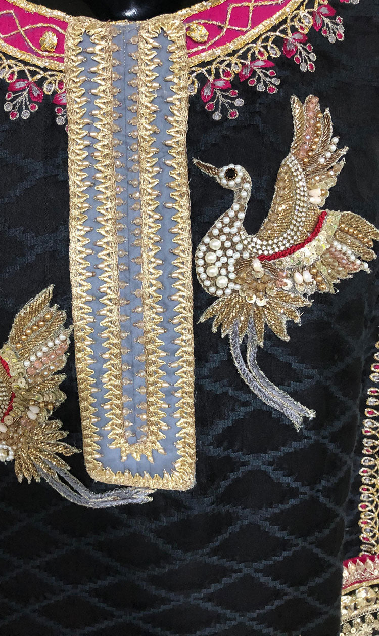 LNF-115 BLACK RTW EMBROIDERED SILK