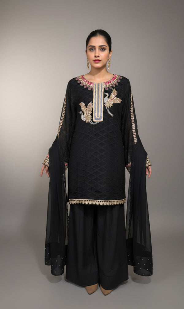 LNF-115 BLACK RTW EMBROIDERED SILK