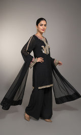 LNF-115 BLACK RTW EMBROIDERED SILK