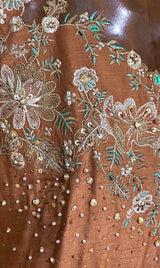 LNF-123 BURNT ORANGE RTW EMBROIDERED SILK