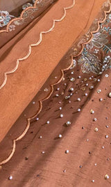 LNF-123 BURNT ORANGE RTW EMBROIDERED SILK