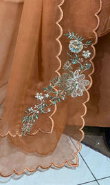 LNF-123 BURNT ORANGE RTW EMBROIDERED SILK