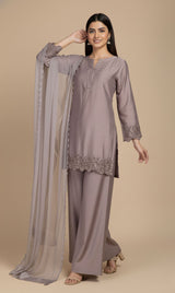 LNF-126 TEA PINK RTW EMBROIDERED SILK