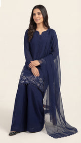 LNF-127 CLASSIC BLUE RTW EMBROIDERED SILK