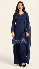 LNF-127 CLASSIC BLUE RTW EMBROIDERED SILK