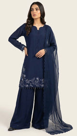 LNF-127 CLASSIC BLUE RTW EMBROIDERED SILK