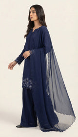 LNF-127 CLASSIC BLUE RTW EMBROIDERED SILK