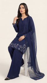 LNF-127 CLASSIC BLUE RTW EMBROIDERED SILK