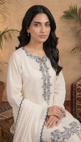 LNF-128 WHITE RTW EMBROIDERED SILK